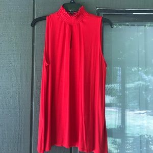 Sleeveless red keyhole top
